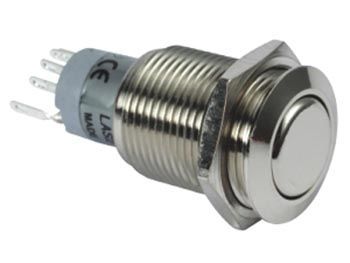RONDE METALEN DRUKKNOP DPDT - 2NO 2NC - Ø 16mm - IP40/IP65