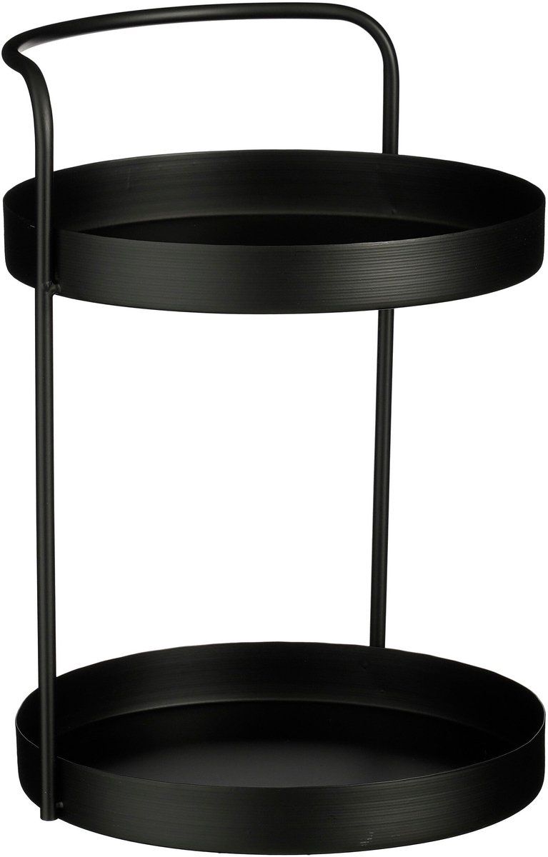 Mica Decorations Stanli Etagère 2-Laags - H35 x Ø25 cm - Metaal - Zwart