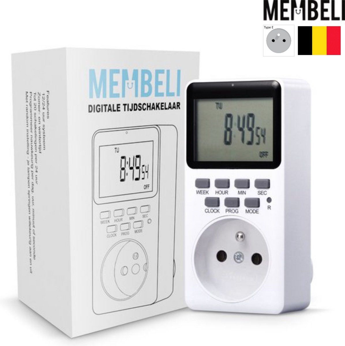 Membeli Tijdschakelaar Type E - Digitaal - Lcd Display - 230V/16A/3600W
