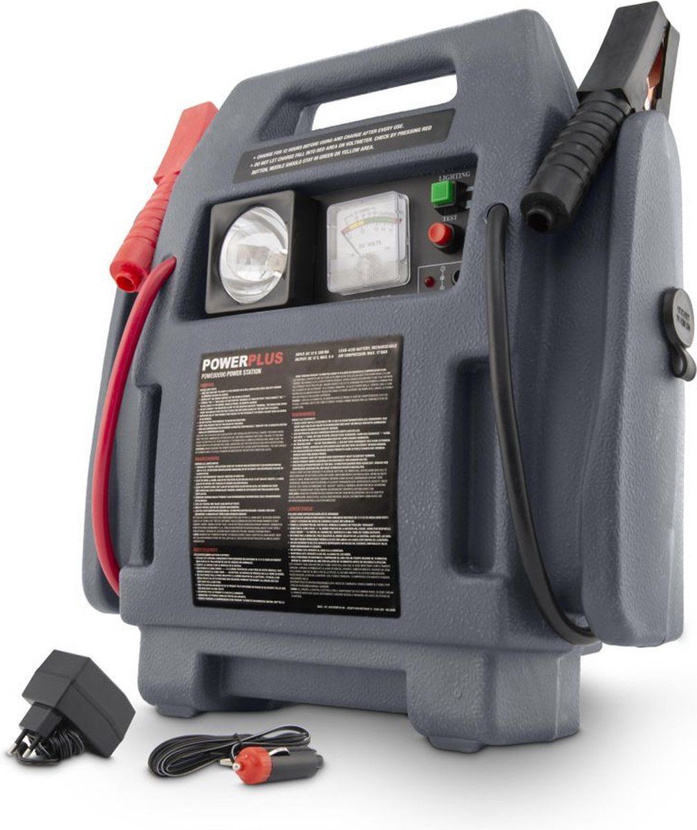 Powerplus POWE80090 - 4-in-1 Energiestation - Starthulp 1600cc 7000mAh Compressor 17 Bar 3.6W Licht (3 Acc)