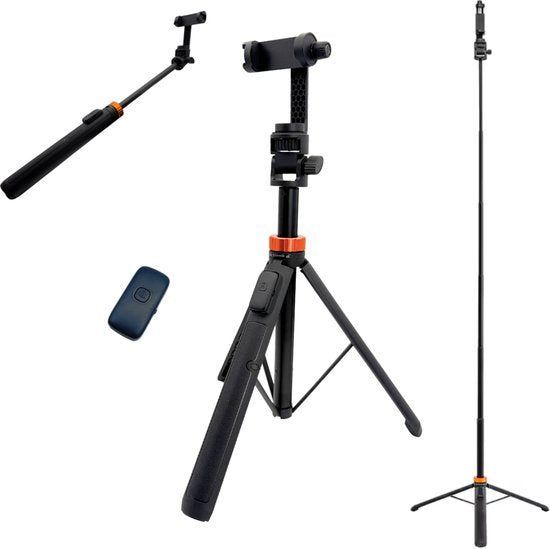 A Sunny Day Telefoonstatief - Tripod - Selfiestick Met Bluetooth Afstandsbediening - Zwart