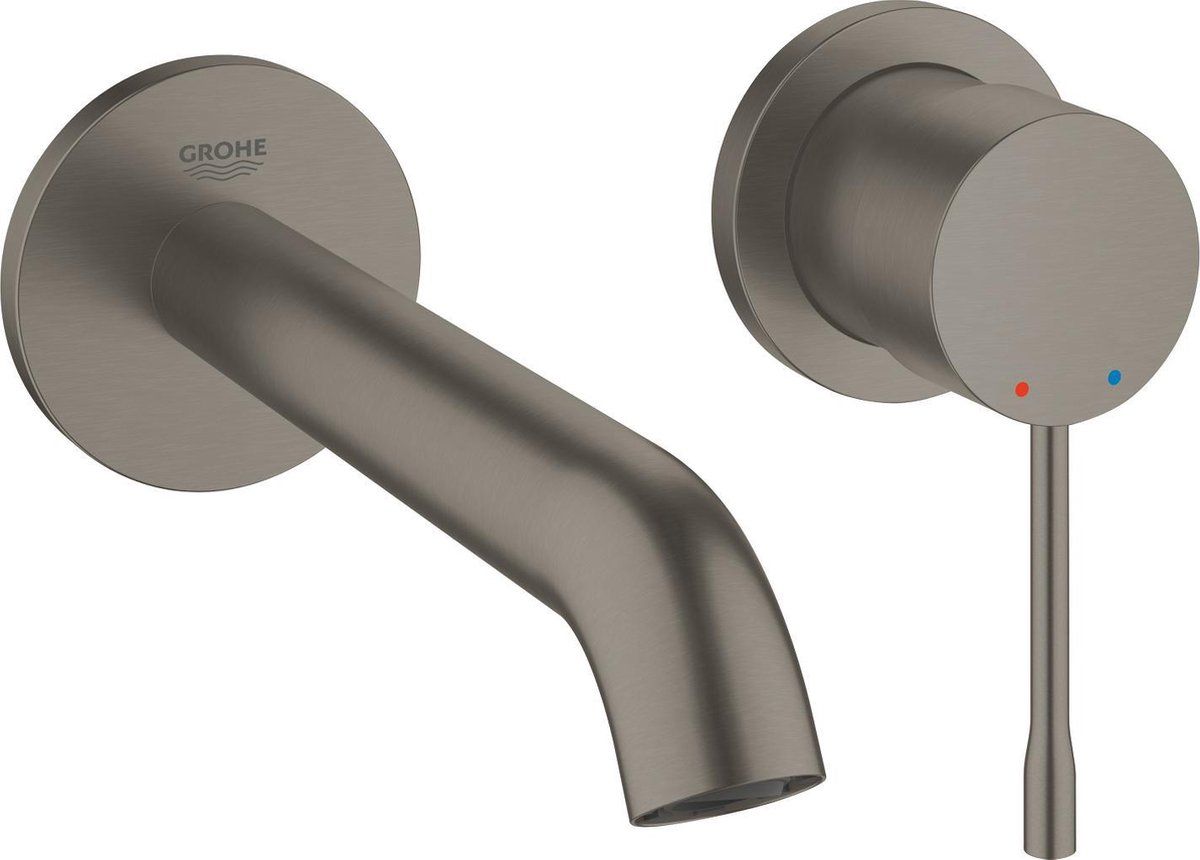 GROHE Essence New - Wandgemonteerde Inbouw Wastafelkraan - AquaGuide - hard graphite geborsteld (mat antraciet)