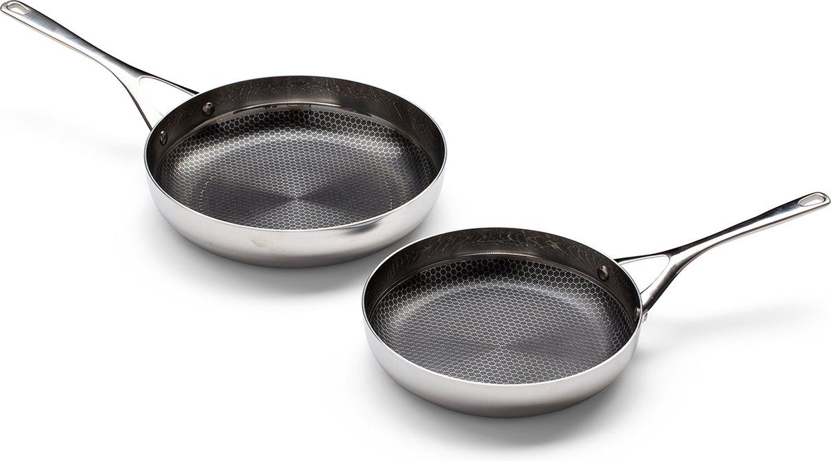 Crowd Cookware Blackbeard - Pannenset 2-delig -Ø28 Cm - Rvs - Non-stick En Krasbestendig (2 Stuks)