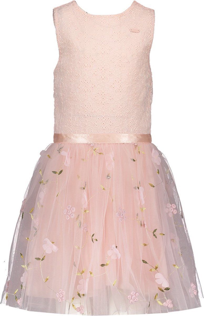 Le Chic - Maat 98 - Meisjes Jurk - Mouwloos Met Bloemen-tule En Satijnen Lint