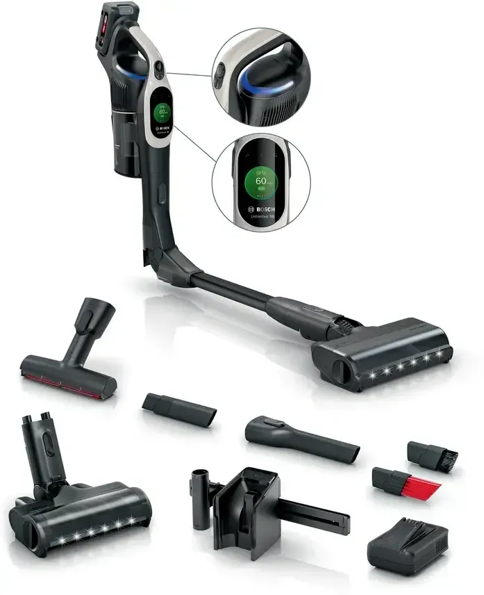 Bosch Unlimited 10 BBS1041GQC - Draadloze steelstofzuiger - MicroClean technologie - Grijs