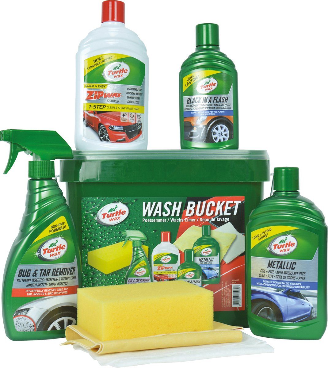 Turtle Wax ET04 - Car care set - Poetsemmer met shampoo wax en kunststofreiniger