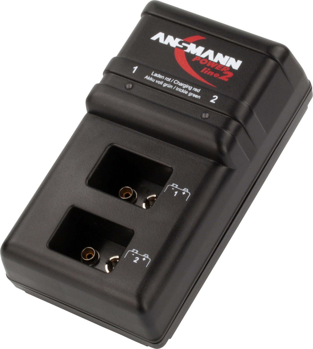 Ansmann Powerline 2 - Batterij-oplader voor 1-2 oplaadbare 9V-blokjes - Automatische uitschakeling - Zwart