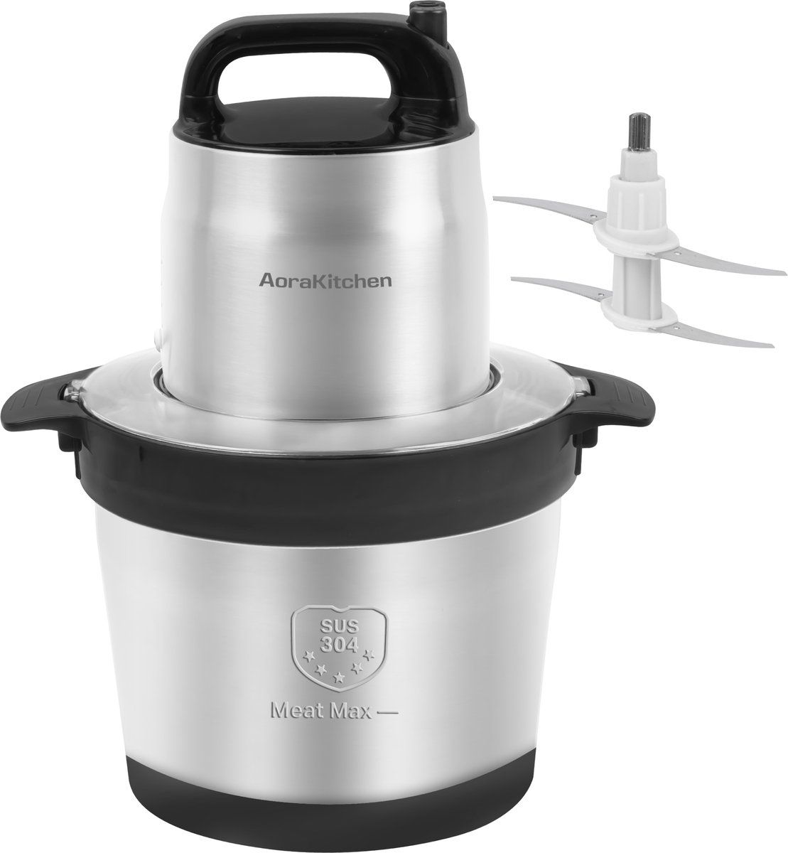 AoraKitchen Hakmolen - 5 Liter - 2000W - 2 Snelheden - RVS Zilver