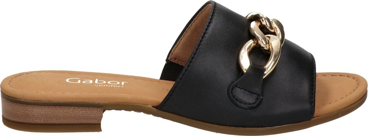 Gabor Sandalen - Slides - Leer - Zwart - Maat 39
