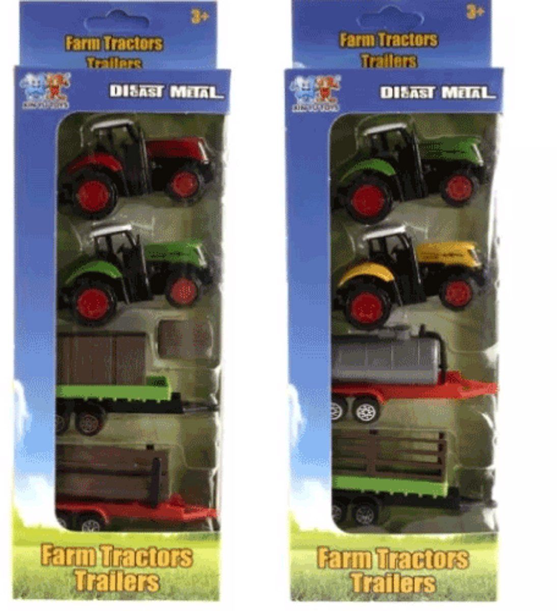 Kids Fun Tractorset - Die-Cast 4/5-delig - Realistische Details - Diverse Kleuren (4 Stuks)