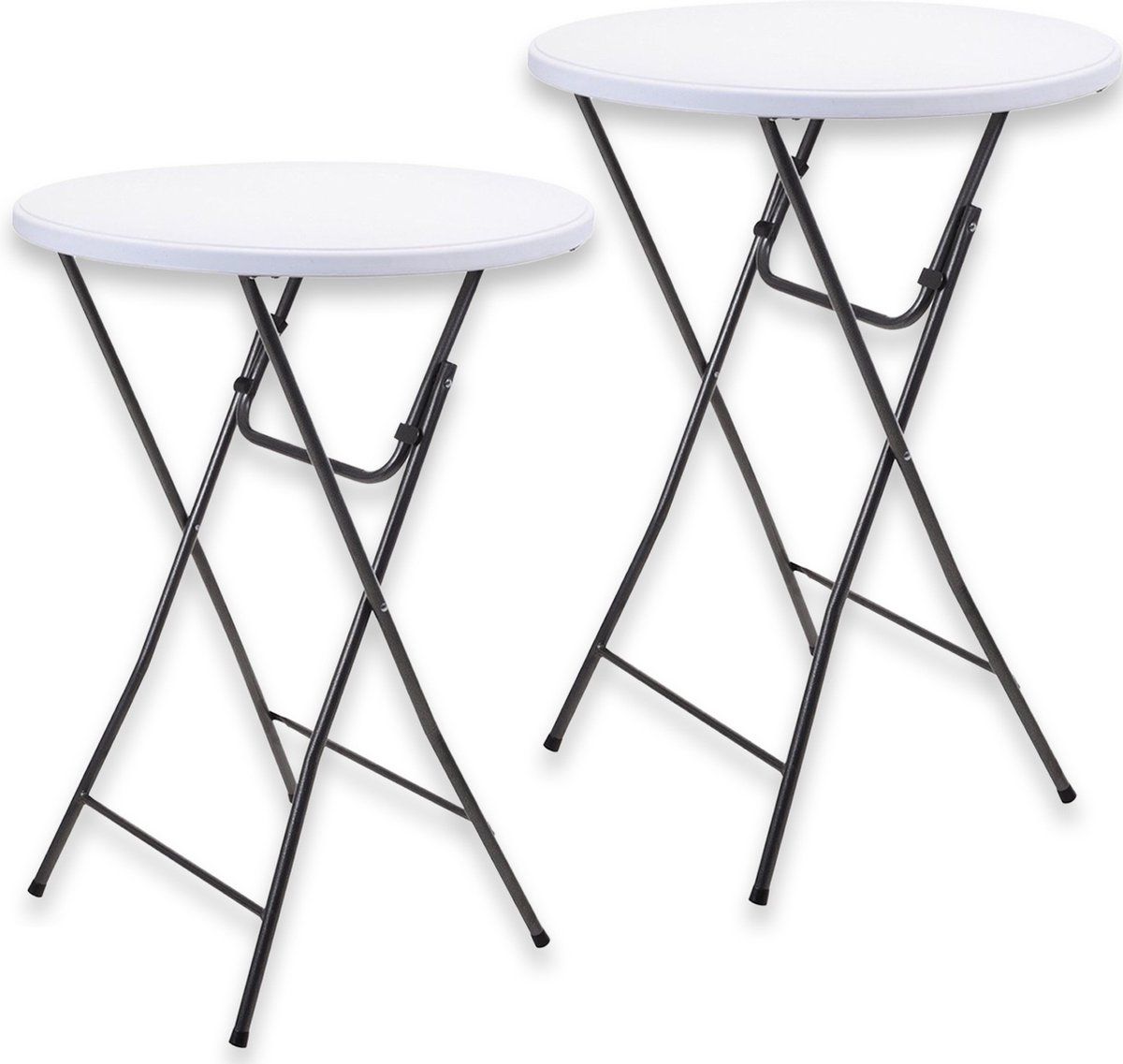 Brixy 2 Stevige Statafels - Partytafel - Robuust En Weersbestendig - Inklapbaar - 80cm X 110cm - Feest - Wit/Grijs
