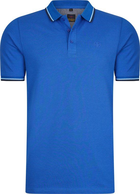 Mario Russo Polo Shirt Edward - Polo Shirt Heren - Poloshirts Heren - Katoen - Klassiek Blauw