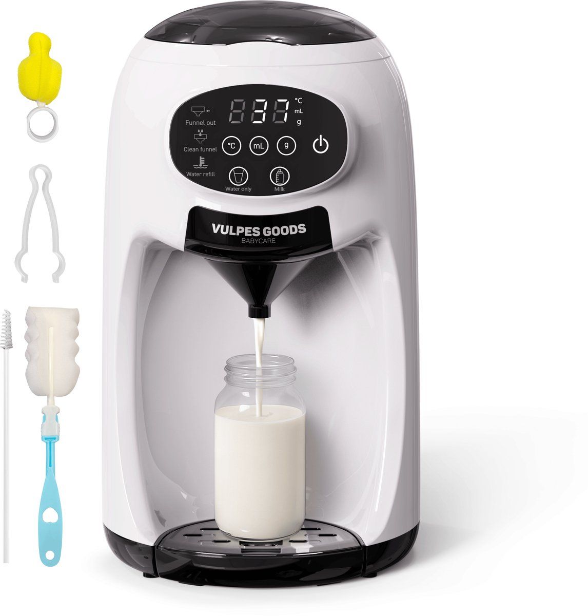 Vulpes Goods® BabyCare - Baby Formula Maker Pro - Automatische Flesvoeding Apparaat - 1, 3L Watertank - Incl. Schoonmaakset