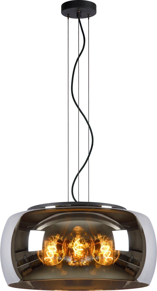 Lucide Olivia - Hanglamp -Ø 50 Cm - 3xE27 - Dimbaar - Fumé