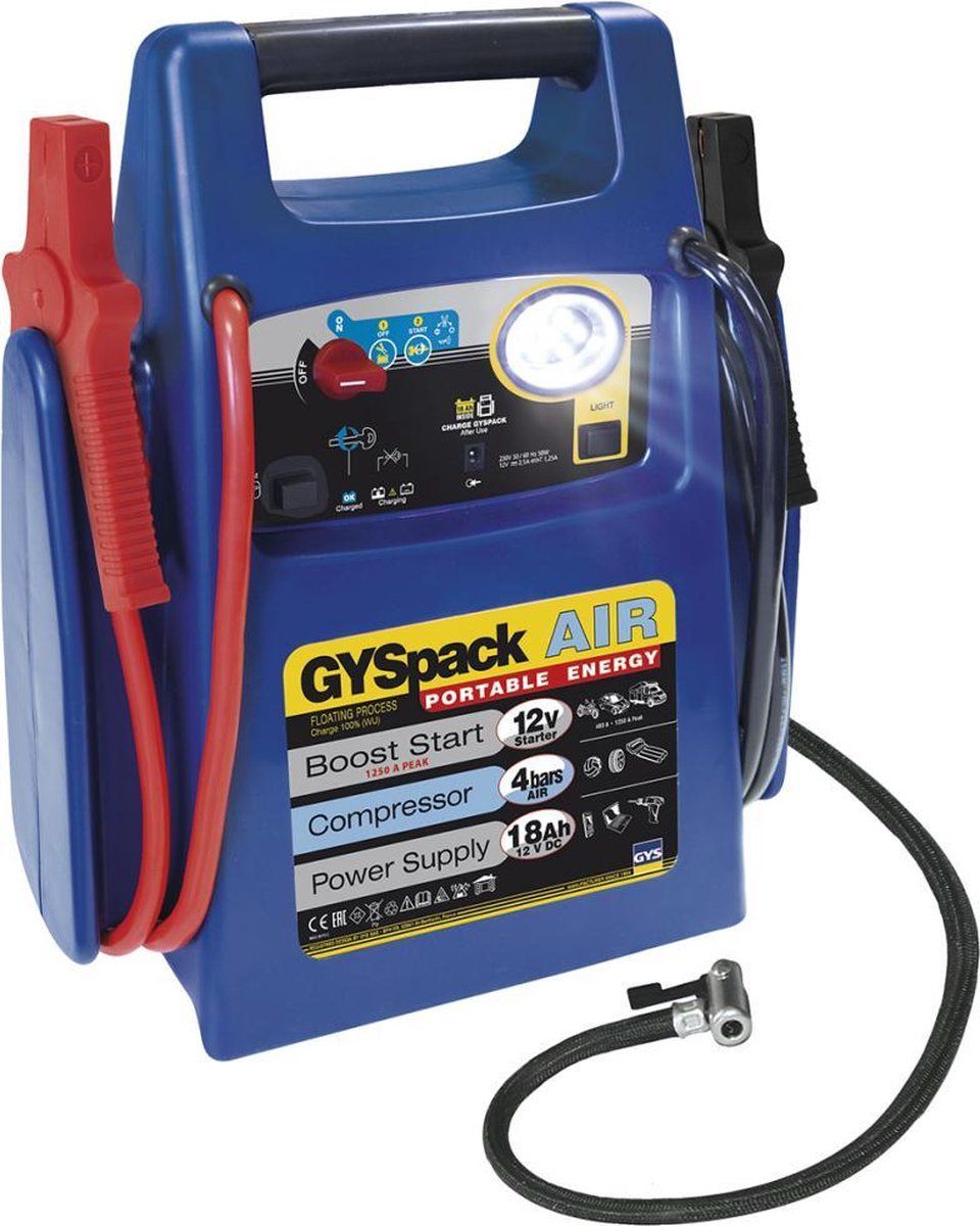 GYS Gyspack Air - Starthulp 480 A - Geïntegreerde compressor - Blauw