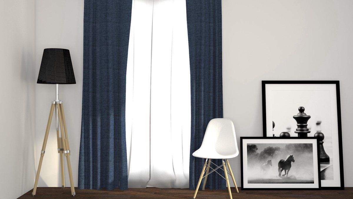 Larson - Luxe Geweven Blackout Gordijn - Ringen– Donkerblauw - 150 X 250 Cm - Verduisterend&kant En Klaar