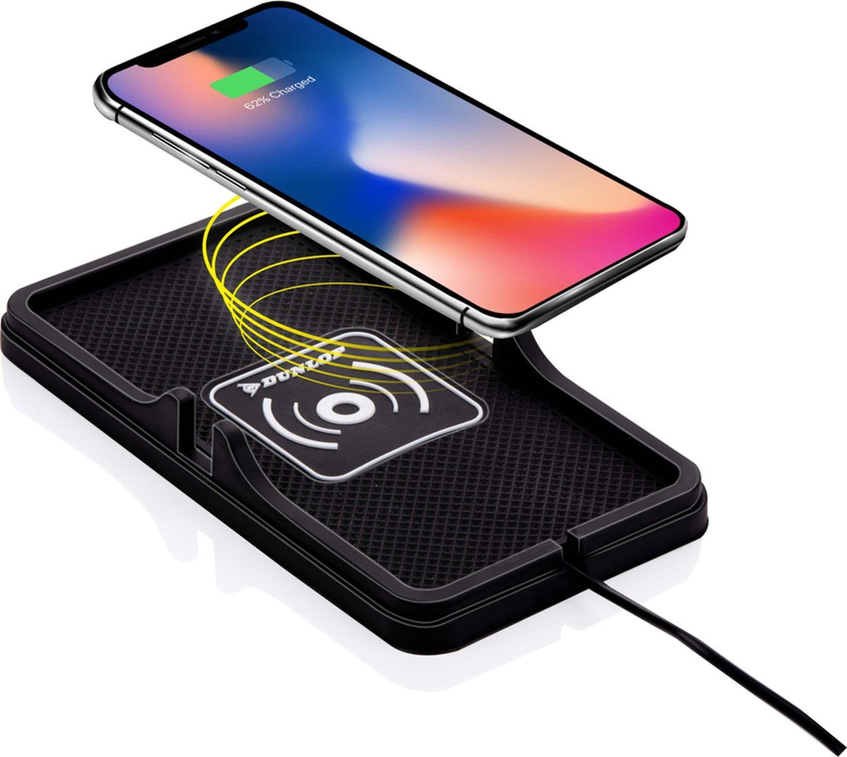 Dunlop Telefoonhouder Auto/ Qi Oplader - Draadloos Opladen - Snellader - Incl. Autolader En Kabel