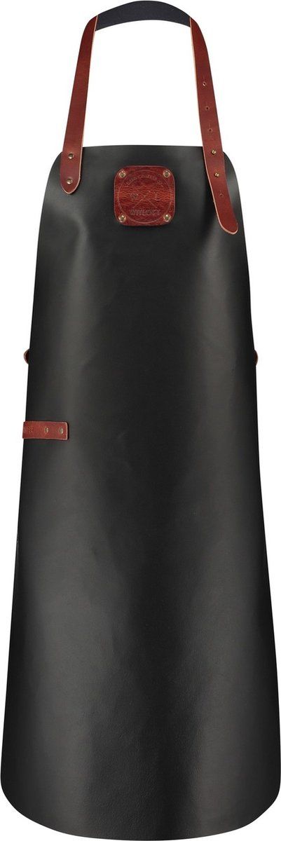 Witloft Classic - Leren Schort - Handgemaakt Duurzaam Voor Bbq Koken - Zwart/Cognac