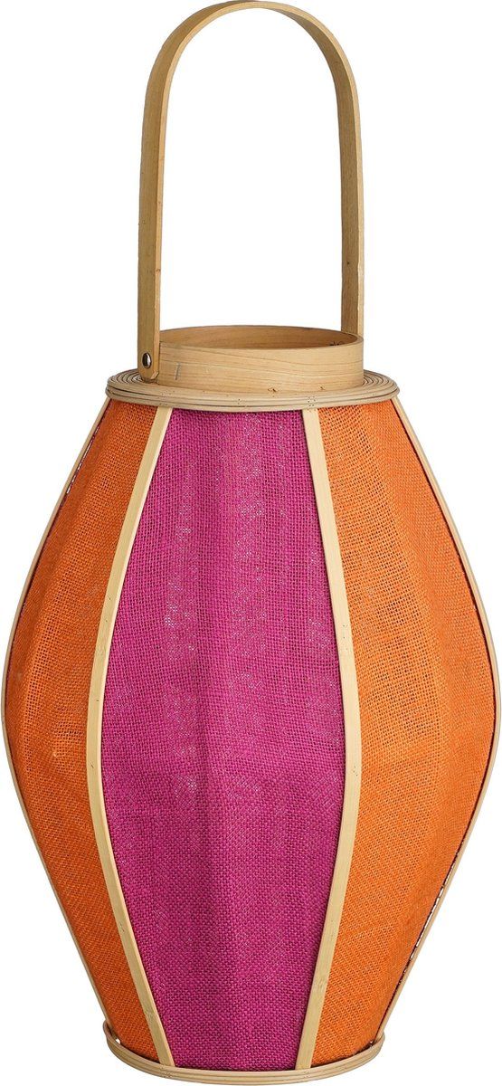 Mica Decorations Roger Lantaarn - H45 xØ32 cm - Jute - Fuchsia Oranje