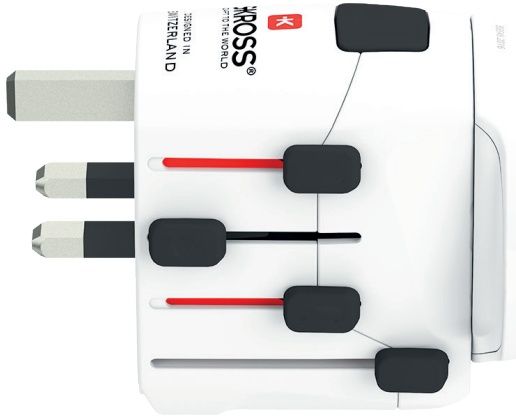 Skross Reisstekker Pro World - Reisadapter voor 2- en 3-polige apparaten - Max. 1750 W - Wit