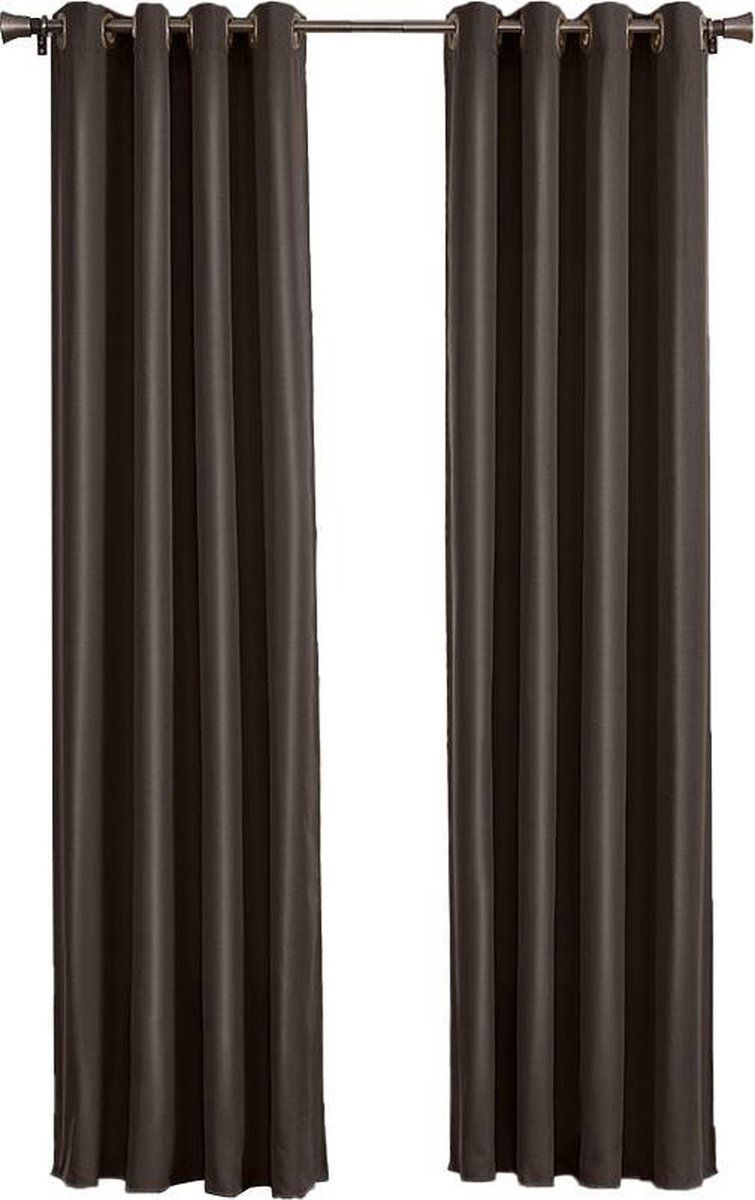 Larson - Luxe Effen Blackout Gordijn - Met Ringen - 3m X 2.5m - Chocoladebruin