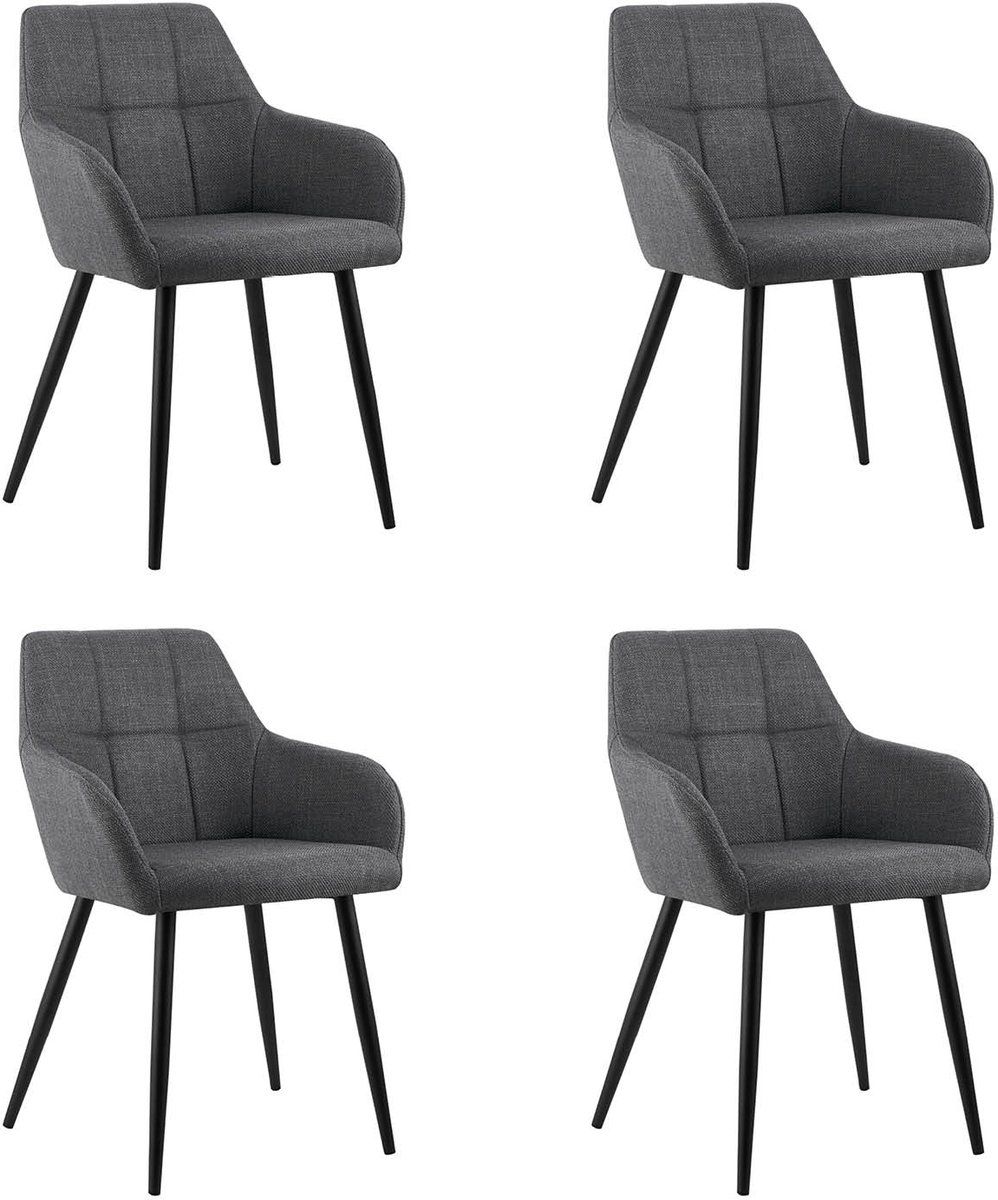 Set Van 4 Kick Eetkamerstoel Nova - Zwart