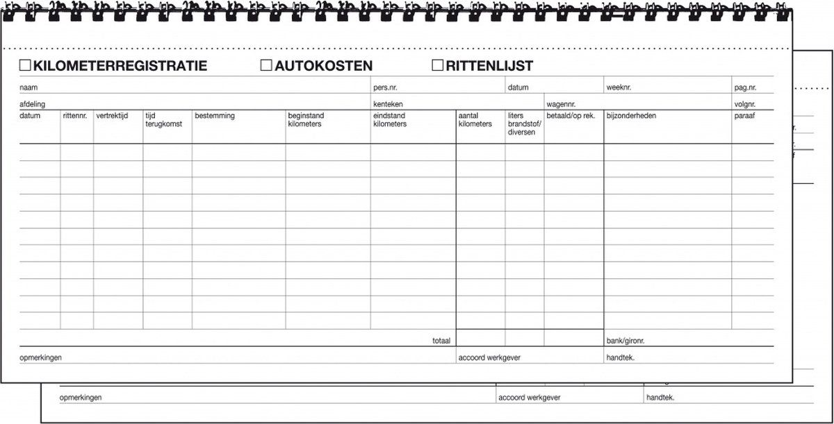 Sigel SI-30205 - Kilometerregistratie / autokostenboek - Zelfkopiërend - 40 vel