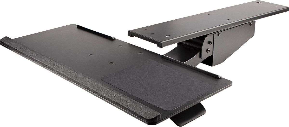 Uitschuifbare Bureau Toetsenbordlade - Full Motion Keyboard en Mouse Tray - Verstelbare Hoogte 25x65cm - Ergonomisch met Polssteun