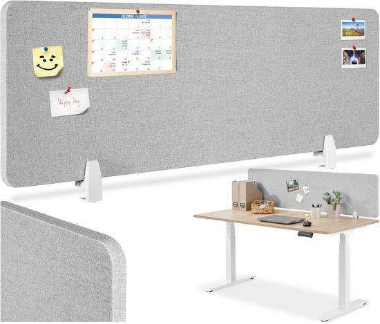 Tectake® Bureauscherm Noisy - Scheidingswand Met Geluidsabsorberende Pet-kern - 130 X 40 Cm