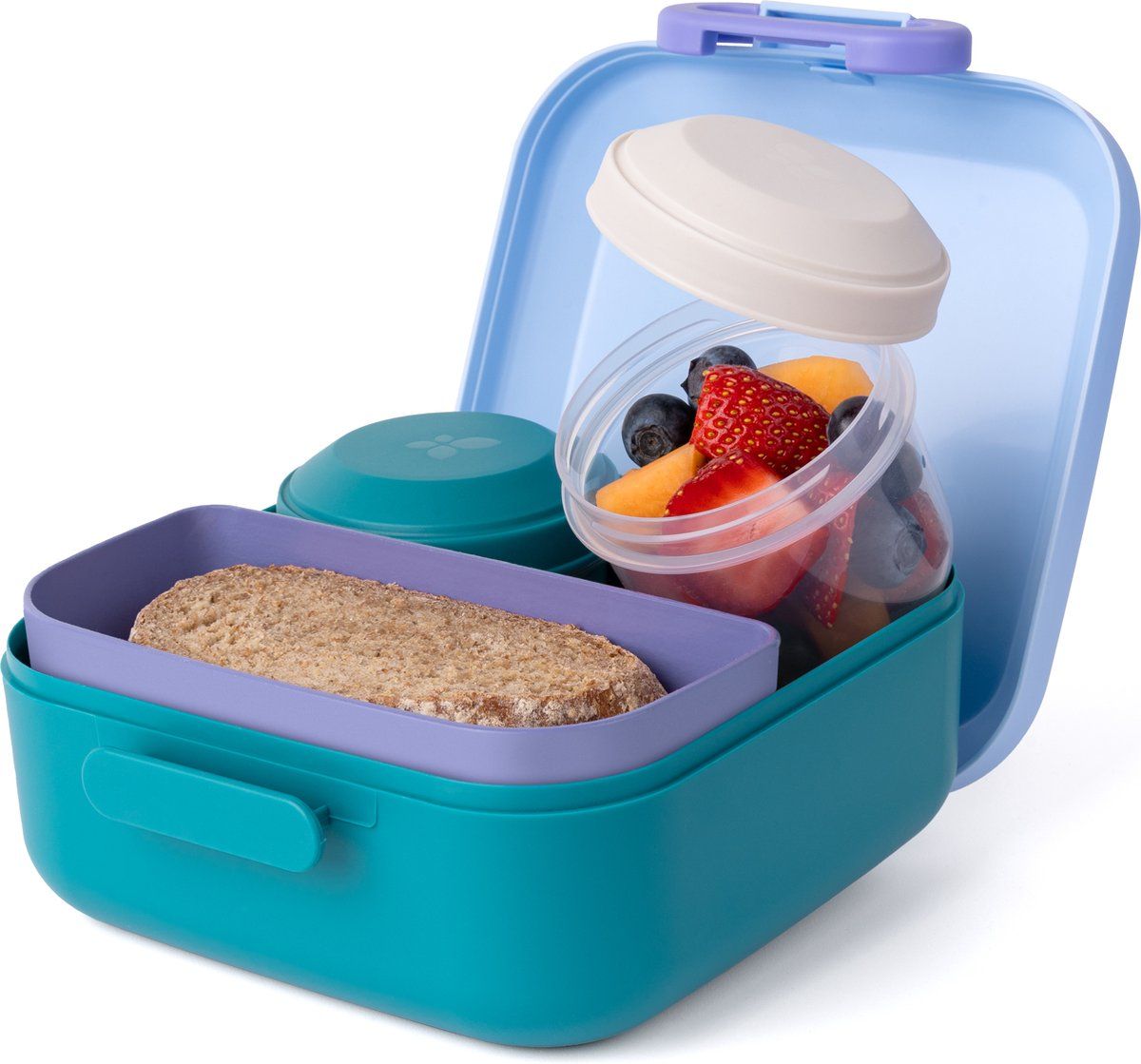 Amuse Rikko Lagoon Sky Lunchbox - Kindveilige Sluitingen - Ideaal Voor Maaltijdvoorbereiding - 3 Compartimenten