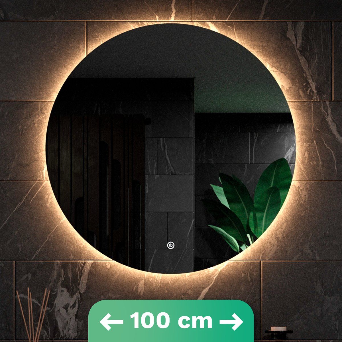Mirlux Badkamerspiegel - Wandspiegel Rond - Led Verlichting Verwarming Anti Condens 100CM