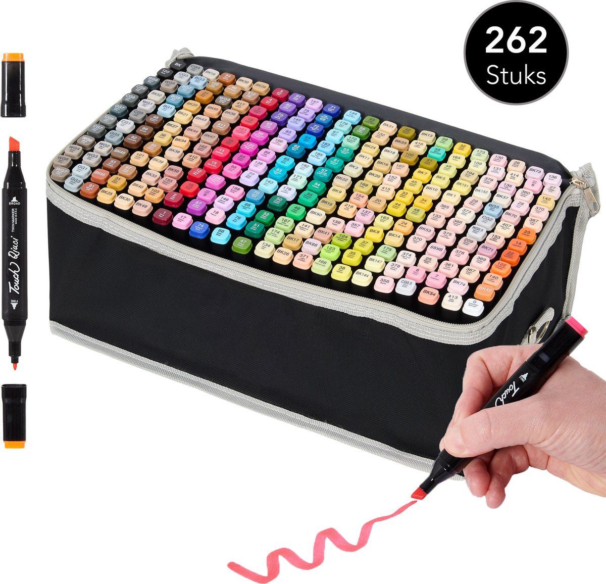 Infinity Goods Twinmarkers - 262-delige set - Dubbelzijdig met blenderstift (262 stuks)