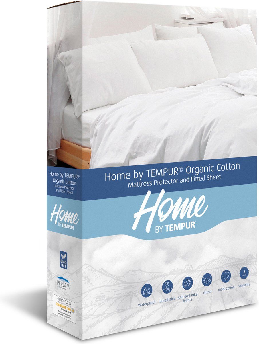 Home By Tempur® - Matrasbeschermer - Waterdicht - Biologisch Katoen - 140 X 210 X 25 Cm