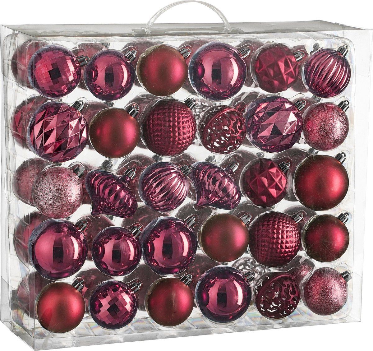 House of Seasons - Kerstballen Set - Onbreekbaar - Fuchsia -Ø7 cm (60 stuks)
