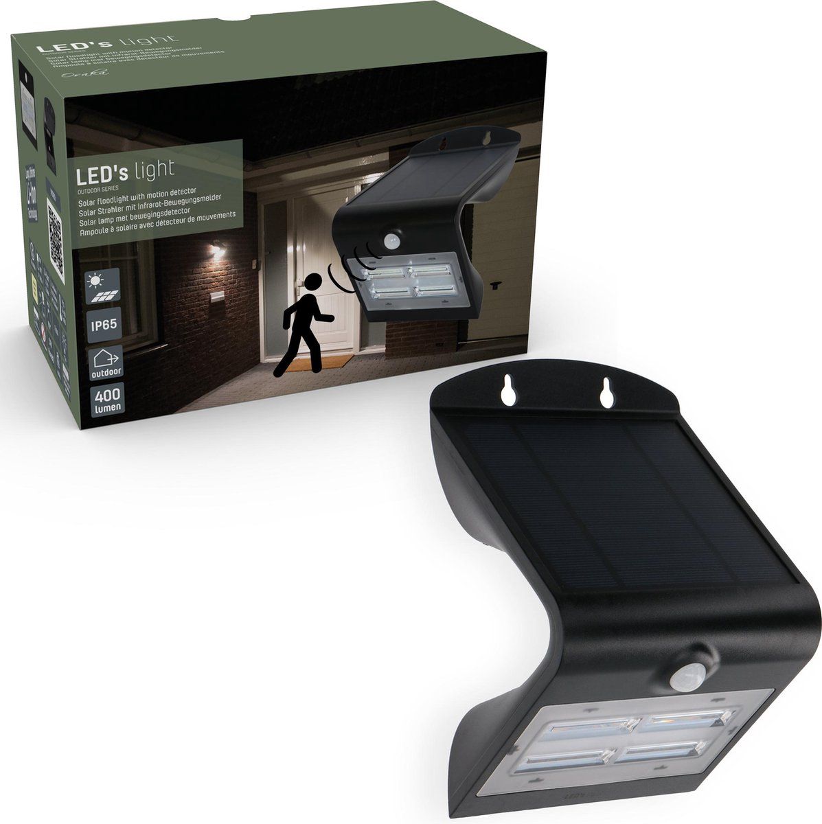 Led's Light By Shada - Buitenlamp Op Zonne-energie - Bewegingssensor IP65 400Lm - Zwart