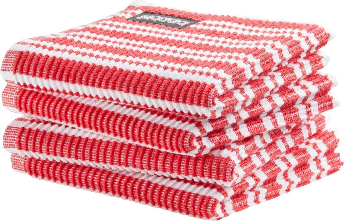 Ddddd - Vaatdoek - 30 X 30 Cm - Classic Clean - Rood (set Van 4 Stuks)