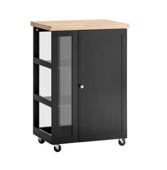 SoBuy Keukentrolley - 1 Deurs & 3 Planken - 60x90x40cm - Zwart