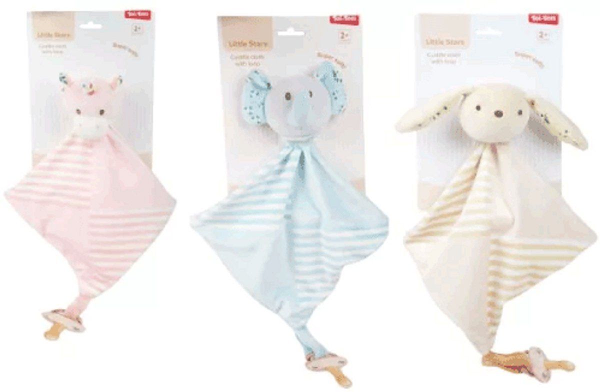 Toi-Toys Baby Knuffeldoek - Zacht Met Lus Voor Speen Of Wagentje - Willekeurig