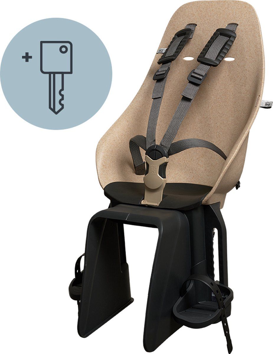 Urban Iki Bio Fietsstoeltje Achter - 5-puntsgordel - TÜV Goedgekeurd - Oishi Beige/ Bincho Black