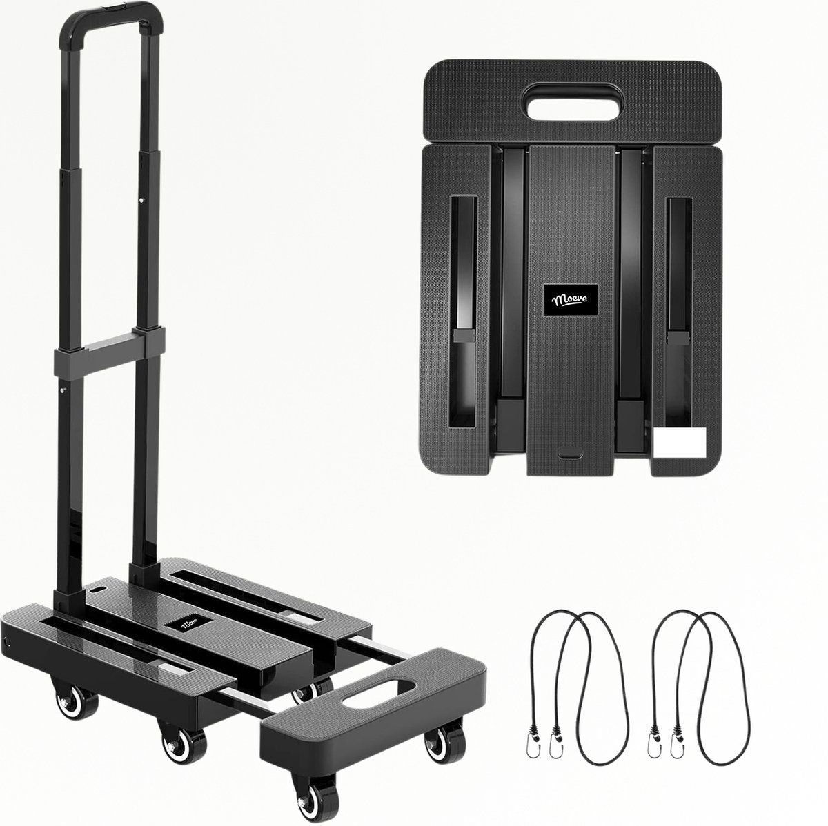 Moeve Steekwagen - Opvouwbaar - Draagvermogen 225kg - Zwart