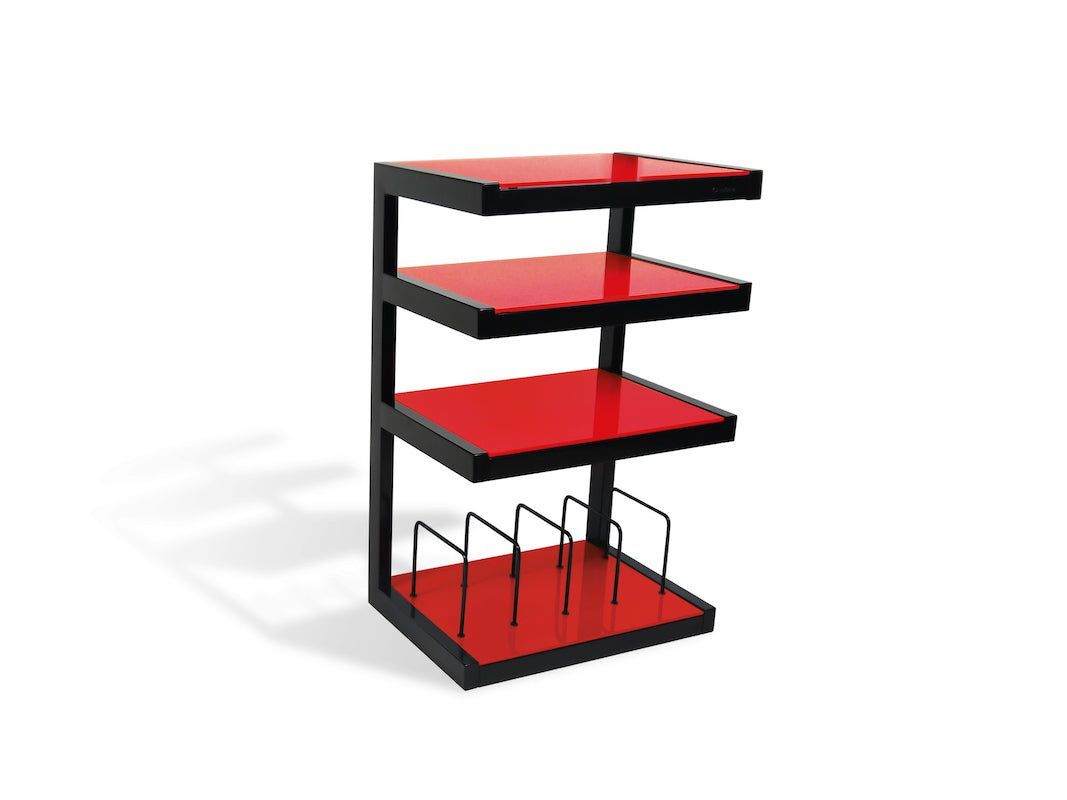 NorStone Esse Hifi Vinyl - Audio Meubel - 4 Lagen - Zwart Met Rood
