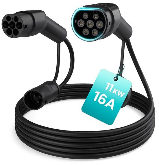 Sekraft Laadkabel Type 2 voor Elektrische Auto - 5 Meter - 16a / 11kw 3 fase - Laadkabel Auto