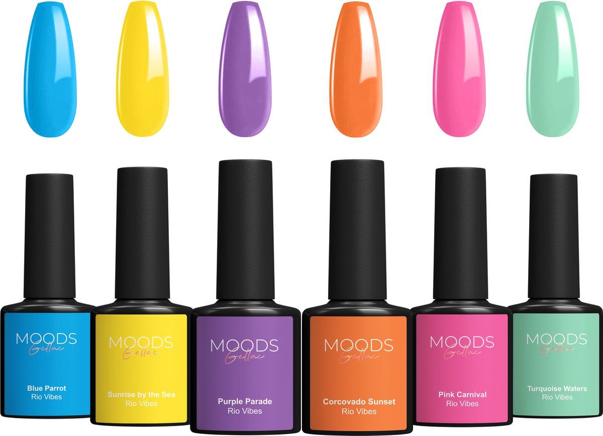 Moods Gellac 6-delige Set - Gel Nagellak - 8ML - Rio Vibes Edition - Gellac - Nagels - Gellak Starterspakket - Zomerse Kleuren
