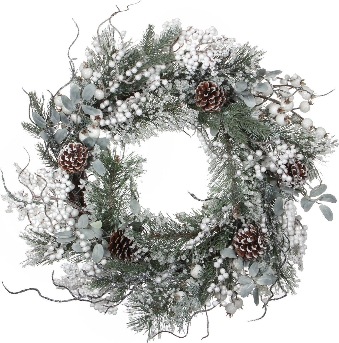 House Of Seasons Hardy Kerstkrans -Ø50 Cm - Dennentakjes Met Decoratie - Groen