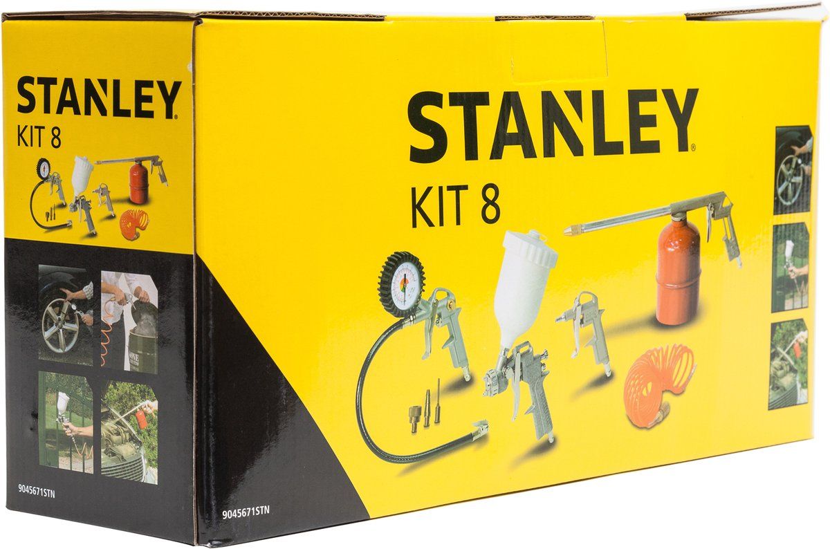 Stanley Luchtgereedschapset W9045671STN - 8-delig - Universele Aansluitingen En 3 Mondstukken