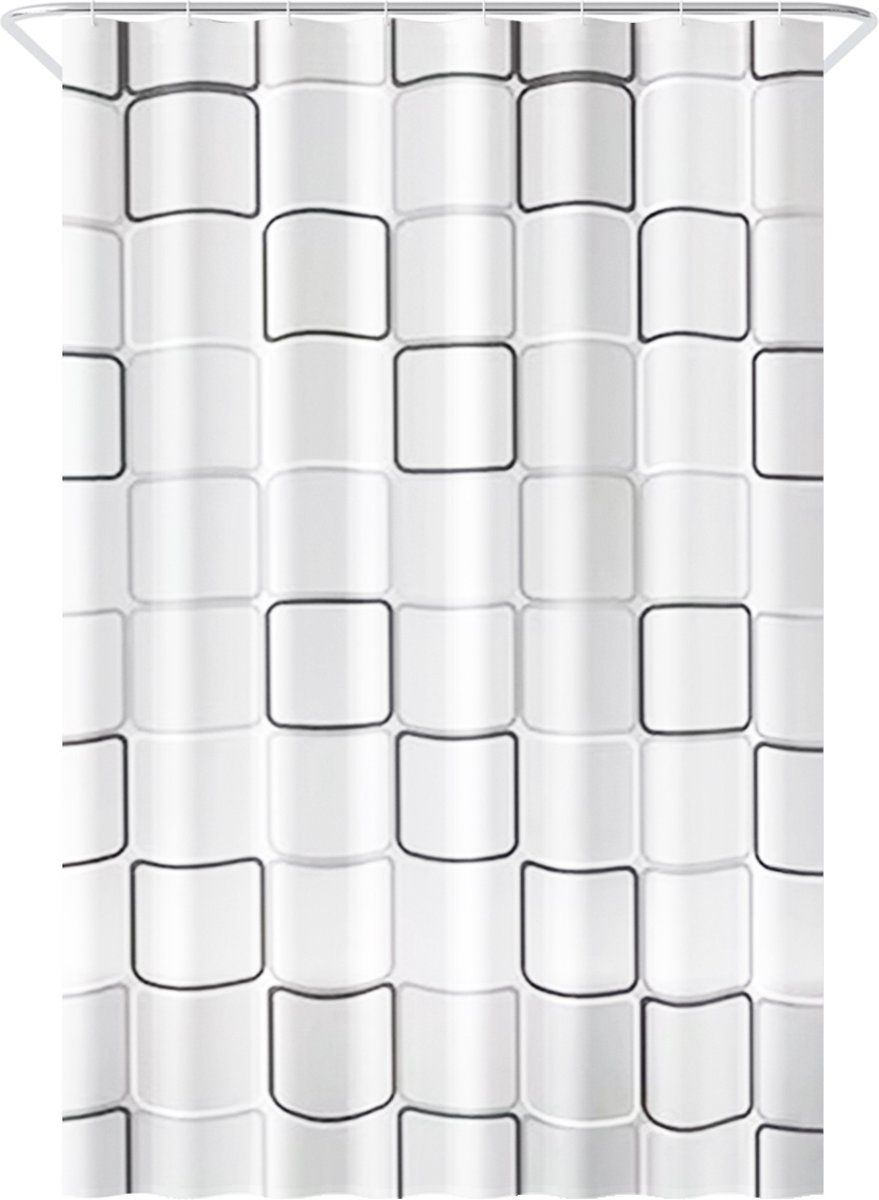 Loti Living Douchegordijn Anti Schimmel– Cube Design - Inclusief Ringen – Waterdicht - Polyester - Douchegordijn 120x200 Cm