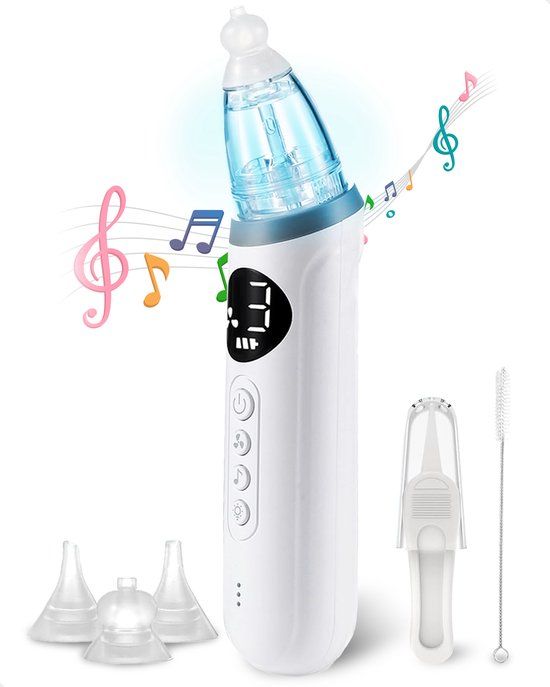 Gatson Pro Neusreiniger Baby - Elektrisch - 3 Zuigstanden - 10 Melodietjes - Inclusief Borsteltje en Pincet