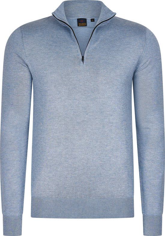 Mario Russo Mario Russo Half Zip Sweater Lichtblauw L