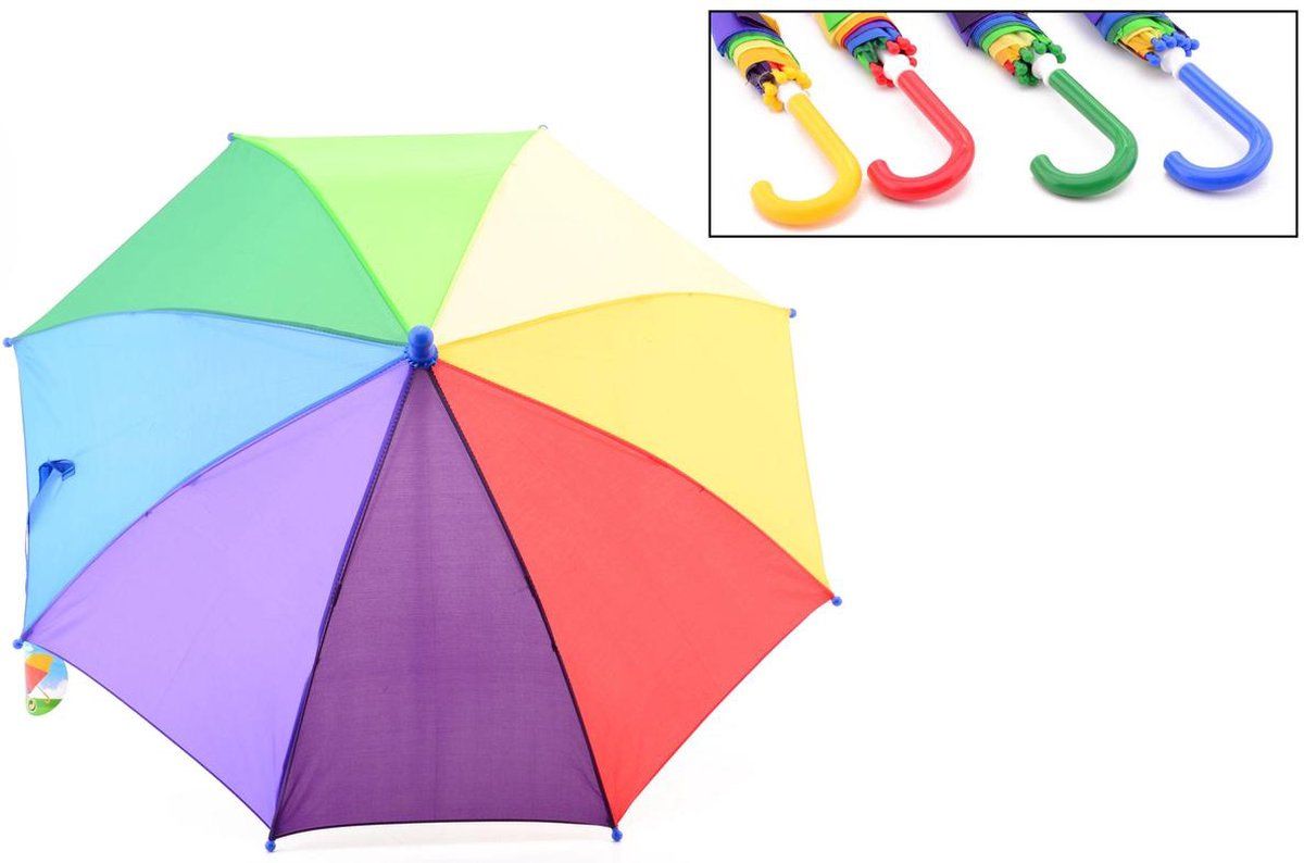 Johntoy Regenboog Paraplu Ø68cm - Handmatige paraplu - Kunststof - Multi