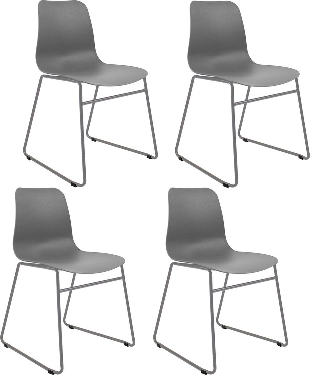 Set Van 4 Kick Eetkamerstoel Kiki - Grijs